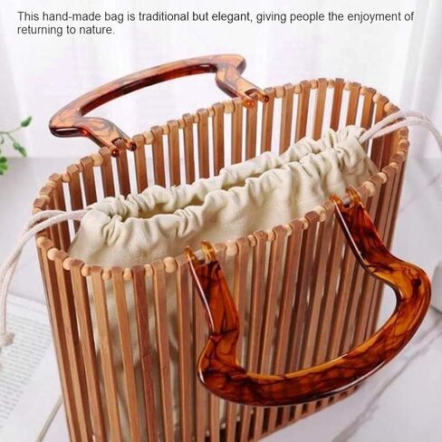 Handmade Vintage Woven Handbag Summer Bag Fashionable Handbag with Acrylic Handle Suitable for Vacation Travel and Shopping in Saudi Arabia
