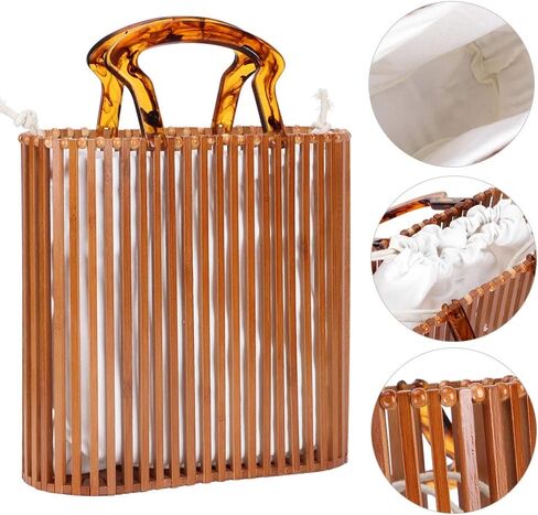 Handmade Vintage Woven Handbag Summer Bag Fashionable Handbag with Acrylic Handle Suitable for Vacation Travel and Shopping in Saudi Arabia