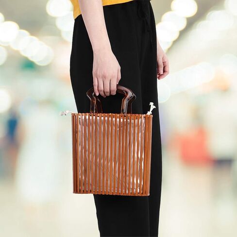 Handmade Vintage Woven Handbag Summer Bag Fashionable Handbag with Acrylic Handle Suitable for Vacation Travel and Shopping in Saudi Arabia