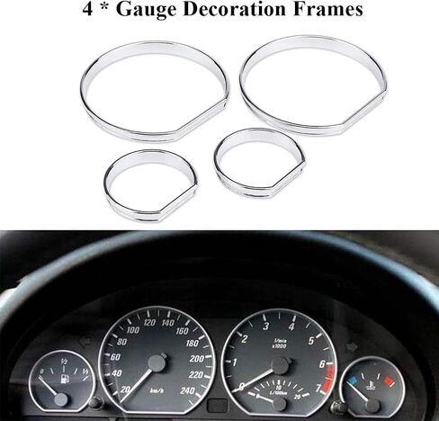 Car Dashboard Gauge Decoration Frame Chrome Plated Speedometer Dial Rings Trim 4pcs Set for E46 Interior Upgrade Automotive Accessories in Saudi Arabia