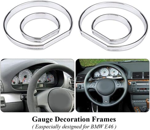 Car Dashboard Gauge Decoration Frame Chrome Plated Speedometer Dial Rings Trim 4pcs Set for E46 Interior Upgrade Automotive Accessories in Saudi Arabia