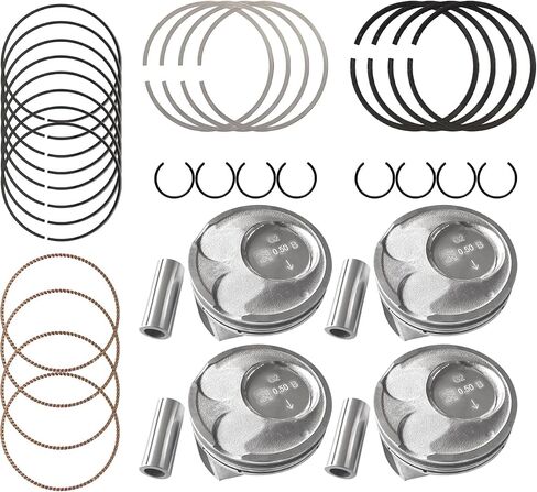 4PCS Oversize +0.50MM Piston & Rings Set Compatible with for Kia Soul Forte Hyundai Tucson Elantra 2.0L 2014 2015 2016 2017 2018 2019 Replace 23041-2E200 Engine Piston Pin Piston Ring in Saudi Arabia