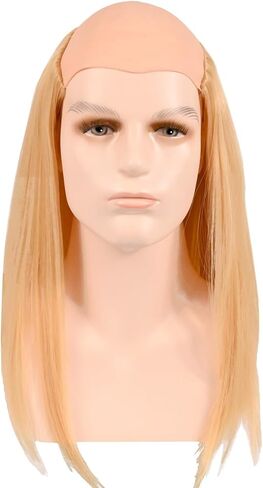 Long Straight Blonde Wig Bald Cap Man Balding Cap Wigs Heat Resistant Synthetic Hair Horror Halloween Cosplay Anime Costume Party Wig in Kuwait