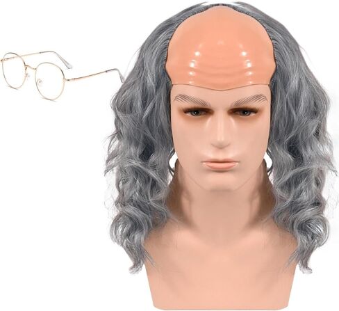 Long Straight Blonde Wig Bald Cap Man Balding Cap Wigs Heat Resistant Synthetic Hair Horror Halloween Cosplay Anime Costume Party Wig in Kuwait