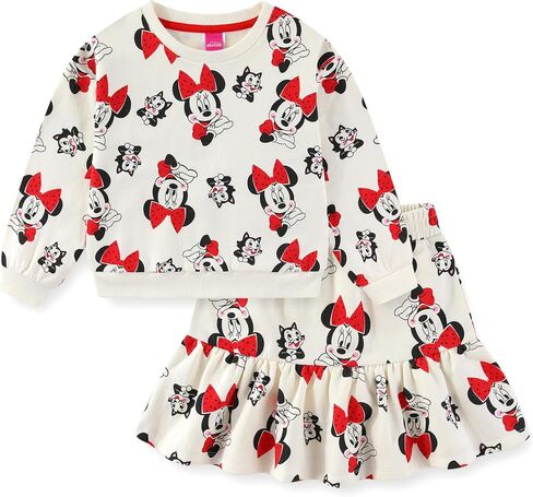 Disney Minnie Mouse Girls Fleece Sweatshirt and Skort Skirt 2 Piece Set for Toddler and Big Kids in Saudi Arabia