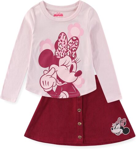 Disney Minnie Mouse Girls Long Sleeve Shirt and Corduroy Skirt Set for Toddler and Big Kids in Saudi Arabia