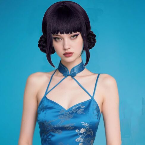 Aicos Light Purple Cosplay Wig for Men Short Fluffy Anime Wig with Bangs for Halloween Costume in Saudi Arabia