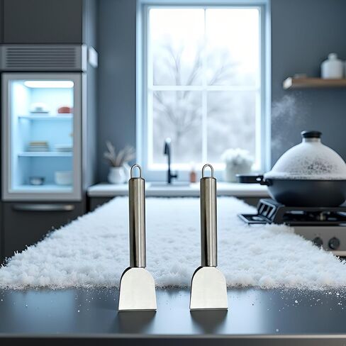 Stainless Steel Kitchen Ice Scraper, 2 Pack Multipurpose Freezer Defrosting Shovel, Portable Cleaning Spatula for Kitchen, Ice Removal in Saudi Arabia