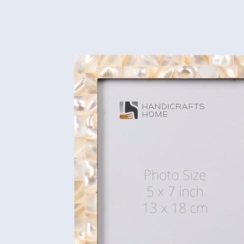 مجموعة إطارات صور مصنوعة يدويًا مقاس 4 × 6 من Handicrafts Home - مجموعة من إطارات الصور المصنوعة يدويًا من مجموعة أم اللؤلؤ، مثالية لعرض الحائط والطاولة، هدية مثالية لديكور المنزل in Kuwait