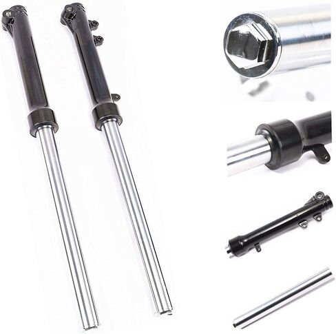 A Pair 630mm (24.8 inch) 33mm Front Fork Shock Suspension for Mini Dirt Pit Bike Trail Monkey Bike Scooter Offroad Motorcycle - Fits SSR CRF Coolster Taotao Razor 50cc 70cc 110cc 125cc (Black, Silver) in Saudi Arabia