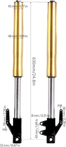 630mm (25") Front Forks Shock Suspension with Triple Tree Clamp & 12mm Axle – 45/48mm Upside Down Front Fork Assembly for Dirt Pit Bike Mini Bike MX500 MX650 CRF50 XR50 Apollo SSR Taotao 50cc-125cc in Saudi Arabia