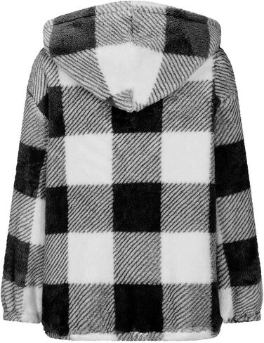 Sherpa Jacket Women with Hoodie Fuzzy Fleece Zip Up Plus Size Loose Plaid Hoodies Fall Fashion Hood 2025 in Saudi Arabia