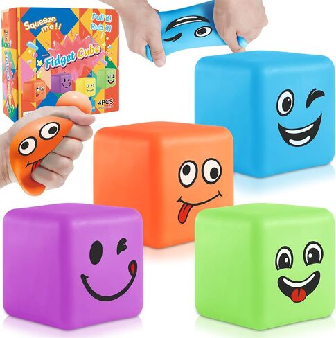 Slow Rising Stress Cube 30 Pack,Nice Cube Fidget Ice Cube Stress Balls, Dough Stress Balls Soft Fidget Squishy Toys for Anxiety Relief, Pull Stretch Squishy Toy, Classroom Prize Box Toys in Saudi Arabia