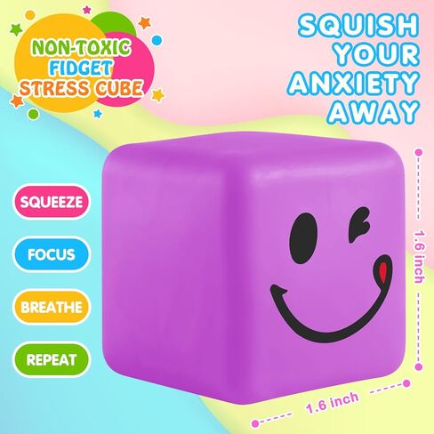 Slow Rising Stress Cube 30 Pack,Nice Cube Fidget Ice Cube Stress Balls, Dough Stress Balls Soft Fidget Squishy Toys for Anxiety Relief, Pull Stretch Squishy Toy, Classroom Prize Box Toys in Saudi Arabia