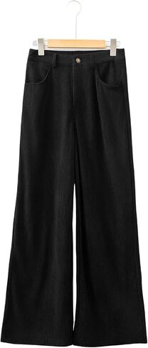 Sidefeel Women's Corduroy Pants Casual High Waisted Baggy Wide Leg Elastic Waist Loose Trousers with Pockets in Saudi Arabia