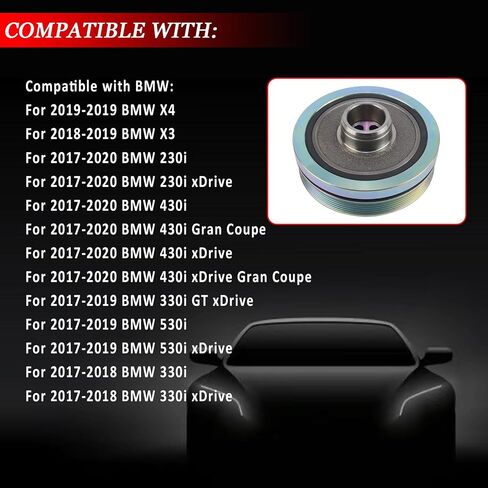 11238638446 Engine Crankshaft Pulley Vibration Damper for BMW 320i 330i X3 520i 530i X4 318i 120i 220i 230i 420i 430i 630i 730i 125i 218i 320e 330e 520e 530e 740e Z4 2015-2022 in Saudi Arabia