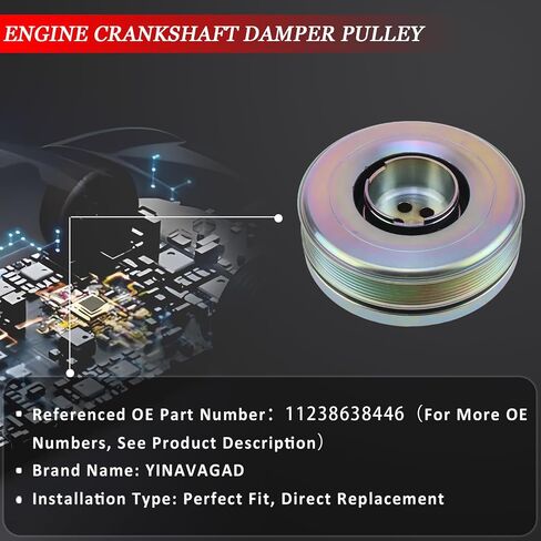 11238638446 Engine Crankshaft Pulley Vibration Damper for BMW 320i 330i X3 520i 530i X4 318i 120i 220i 230i 420i 430i 630i 730i 125i 218i 320e 330e 520e 530e 740e Z4 2015-2022 in Saudi Arabia