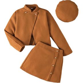 Purechapter Preppy Clothes 3piece مجموعة قبعات طويلة الأكمام وتنورة مجموعة الشتاء الصوفية in Kuwait