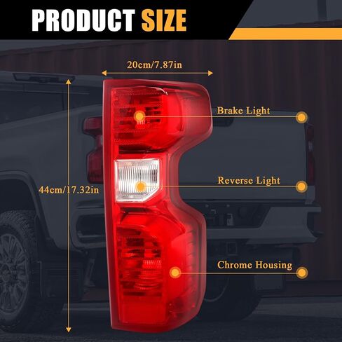 Taillight Assembly Compatible with 2019-2023 Chevy Silverado 1500 Halogen Type Right Passenger Side Tail Light Brake Signal Rear Lamp with Bulb in Saudi Arabia