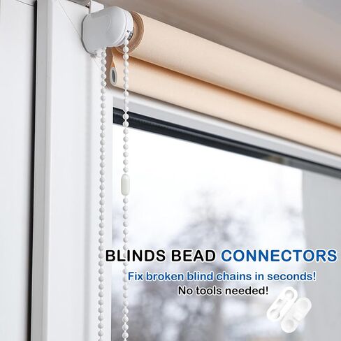 BlingKingdom 12 PCS Roller Blind Chain Connector Clips Replacement Window Beaded Pull Ball Chain Link Connector Shades Cord Fixer for 4.5 mm Roller, Roman, Vertical Blinds - Plastic in Saudi Arabia