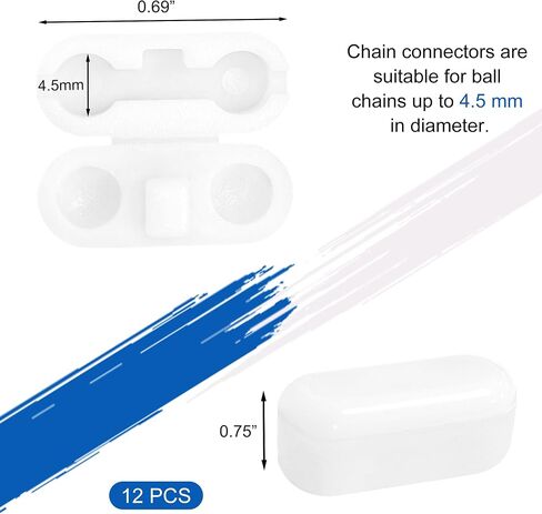 BlingKingdom 12 PCS Roller Blind Chain Connector Clips Replacement Window Beaded Pull Ball Chain Link Connector Shades Cord Fixer for 4.5 mm Roller, Roman, Vertical Blinds - Plastic in Saudi Arabia