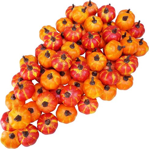 Winlyn 64 PCS Mini Fall Harvest Harvest Pumpkins Orange Faux Foam Foam Pumpkins 1.4 " in Saudi Arabia