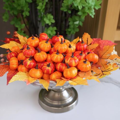 Winlyn 64 PCS Mini Fall Harvest Harvest Pumpkins Orange Faux Foam Foam Pumpkins 1.4 " in Saudi Arabia