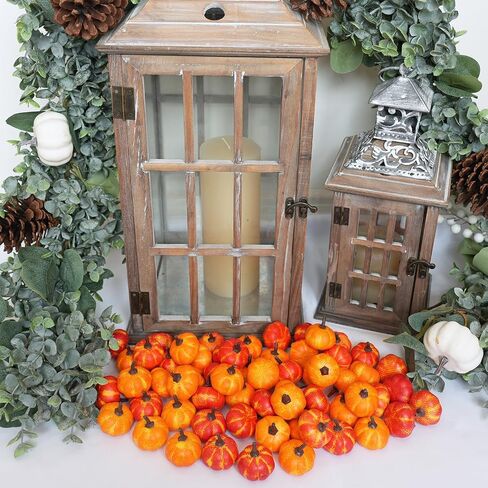 Winlyn 64 PCS Mini Fall Harvest Harvest Pumpkins Orange Faux Foam Foam Pumpkins 1.4 " in Saudi Arabia