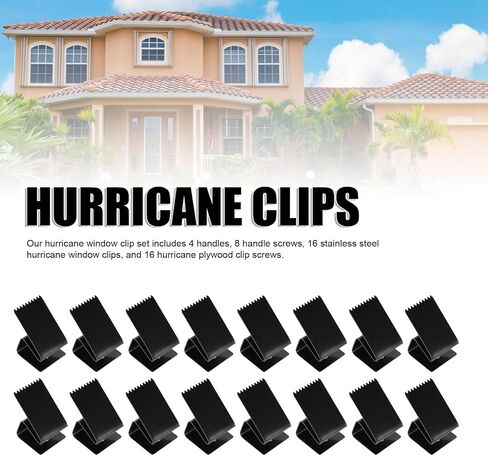 16PCS Hurricane Window Clips Fit 1/2 Inch Thick Plywood, Stainless Steel Hurricane Board Up Clip Shutter Hardware for Window Guard (Original Color) in Saudi Arabia