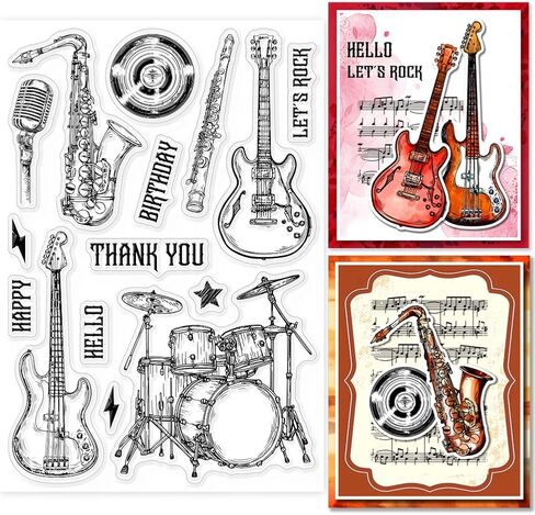 GLOBLELAND Music Player Border Clear Stamps Music Silicone Clear Stamp Seals Transparent Stamps for DIY Scrapbooking Cards Making Photo Album Journal Home Decoration in Saudi Arabia