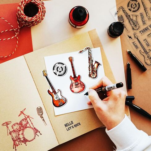 GLOBLELAND Music Player Border Clear Stamps Music Silicone Clear Stamp Seals Transparent Stamps for DIY Scrapbooking Cards Making Photo Album Journal Home Decoration in Saudi Arabia