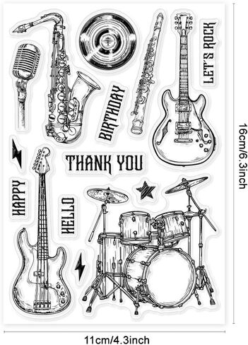 GLOBLELAND Music Player Border Clear Stamps Music Silicone Clear Stamp Seals Transparent Stamps for DIY Scrapbooking Cards Making Photo Album Journal Home Decoration in Saudi Arabia