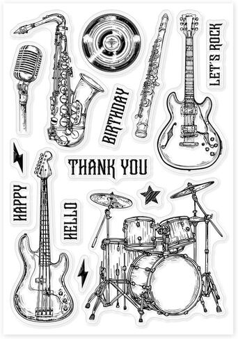 GLOBLELAND Music Player Border Clear Stamps Music Silicone Clear Stamp Seals Transparent Stamps for DIY Scrapbooking Cards Making Photo Album Journal Home Decoration in Saudi Arabia