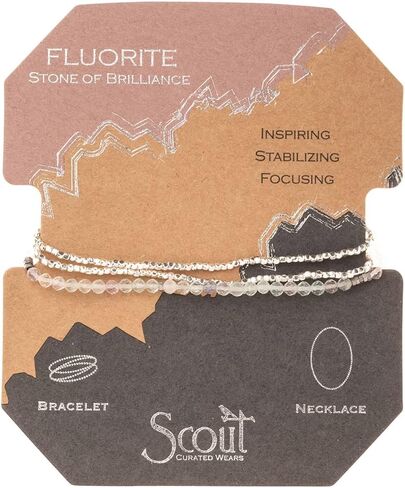 Scout Curated Wears - Women's Delicate Stone Wrap Bracelet & Necklace - Fluorite/Silver in Saudi Arabia