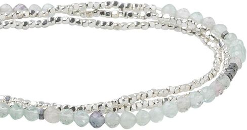 Scout Curated Wears - Women's Delicate Stone Wrap Bracelet & Necklace - Fluorite/Silver in Saudi Arabia