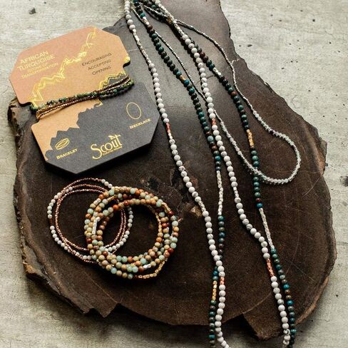 Scout Curated Wears - Women's Delicate Stone Wrap Bracelet & Necklace - Fluorite/Silver in Saudi Arabia