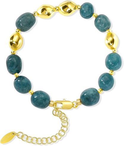Beaded Bracelet for Women, Colorful Beach Boho Bracelet for Beach, 14K Gold Plated Stackable Handmade Multicolor Oval Stone Jewelry Gift in Kuwait
