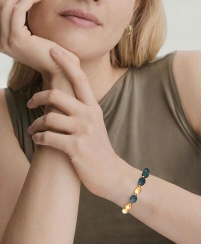 Beaded Bracelet for Women, Colorful Beach Boho Bracelet for Beach, 14K Gold Plated Stackable Handmade Multicolor Oval Stone Jewelry Gift in Kuwait