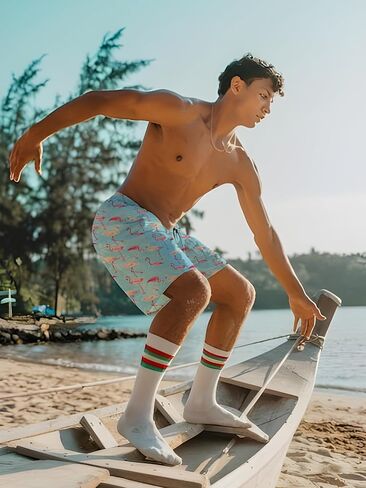 Mens Swim Trunks 7 inch Inseam Quick Dry Board Shorts Running Bathing Suit with Side Pockets Mesh Lining in Saudi Arabia