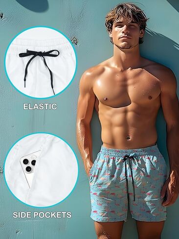 Mens Swim Trunks 7 inch Inseam Quick Dry Board Shorts Running Bathing Suit with Side Pockets Mesh Lining in Saudi Arabia