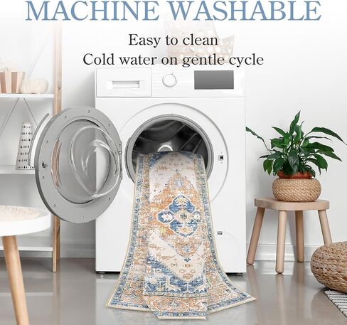 Lahome Boho Kitchen Runner Rug - 2x8 Runners for Hallways Washable Non-Slip Runner Rugs Ultra-Thin Laundry Room Rug Oriental Throw Carpet Runner for Entrance Bathroom Bedroom Living Dinning Room Foyer in Saudi Arabia