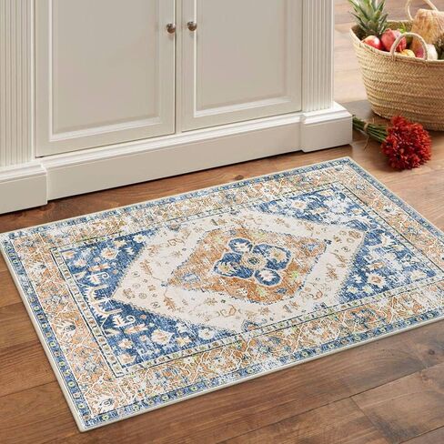 Lahome Boho Kitchen Runner Rug - 2x8 Runners for Hallways Washable Non-Slip Runner Rugs Ultra-Thin Laundry Room Rug Oriental Throw Carpet Runner for Entrance Bathroom Bedroom Living Dinning Room Foyer in Saudi Arabia
