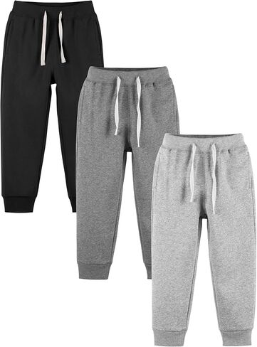 Resinta 3/4 Pack Toddler and Boys Fleece Lined Sweatpants Cotton Youth Jogger Pants Kids Pants with Pockets Drawstring in Kuwait