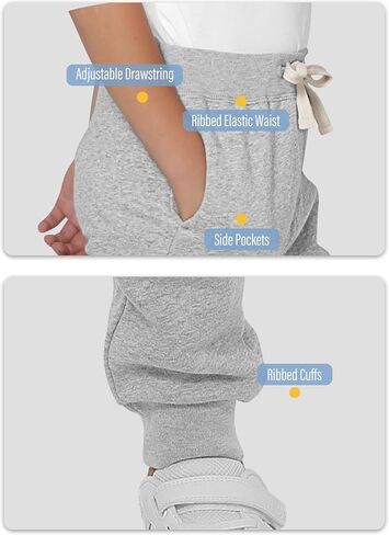 Resinta 3/4 Pack Toddler and Boys Fleece Lined Sweatpants Cotton Youth Jogger Pants Kids Pants with Pockets Drawstring in Kuwait