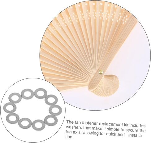 Amosfun 10pcs Silver Rivet Spacers for Folding Hand Fan Repair Fasteners Washers for Easy Installation Inner for Modifications in Saudi Arabia