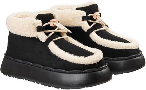Harssidanzar Womens Winter Boots Warm Faux Fur EVA Sole Anti-Slip Outdoor Walking Boots Lace Up CL202US in Saudi Arabia