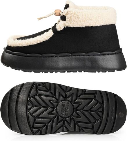 Harssidanzar Womens Winter Boots Warm Faux Fur EVA Sole Anti-Slip Outdoor Walking Boots Lace Up CL202US in Saudi Arabia