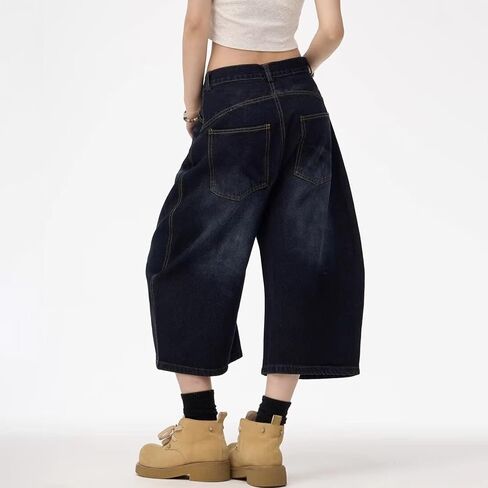 شورت y2k الفضفاضة جين شورت y2k السراويل الهيب هوب skater جينز الجرونج صراخ السراويل الجمالية in Kuwait
