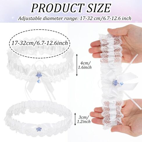 2Pcs Lace Wedding Garter Set For Bride, White Bridal Garter With Stretchy Elastic Band, Keepsake And Toss Garters in Saudi Arabia