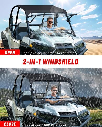 Starknightmt RZR XP 1000 Flip Up Windshield متوافق مع 2019-2023 Polaris RZR XP/4 1000 توربو مقاوم للخدش الأمامية الشاقة الكاملة الكاملة 2-في 1 PC HARD CLEAR WINDAN in Saudi Arabia
